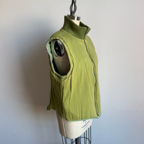 Vintage Y2K 2Bizzy Metallic Green Reversible Utility Zip Puffer Vest - Picture 8 of 13
